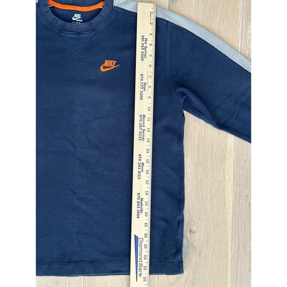 Nike Sportswear Men Thermal Crew Neck Long Sleeve Shirt Navy Orange Size M - Picture 5 of 7